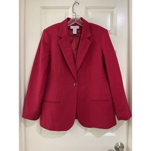 sag harbor women red wool blend blazer size 10